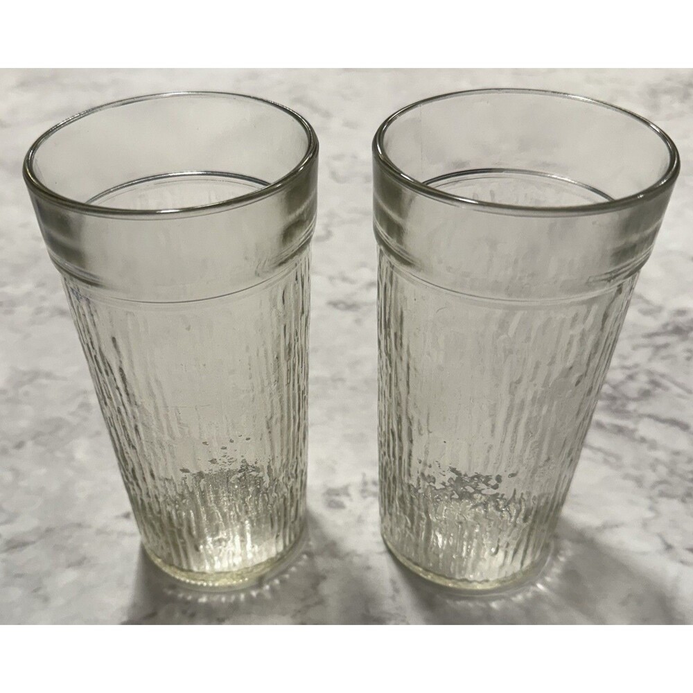2 Kerr Glass Drinking Tumblers Bark Icicle Textured 406